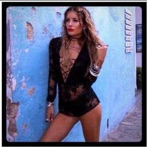 Rat & Boa Black Lace Romper